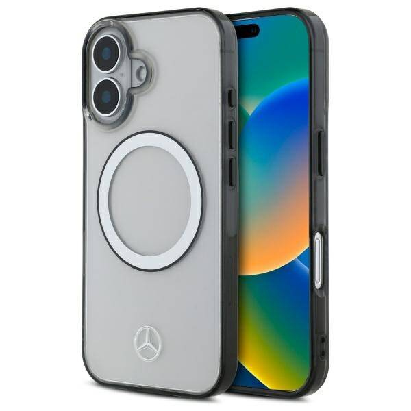 Etui Mercedes iPhone 16 6.1" transparent hardcase Printed logo MagSafe