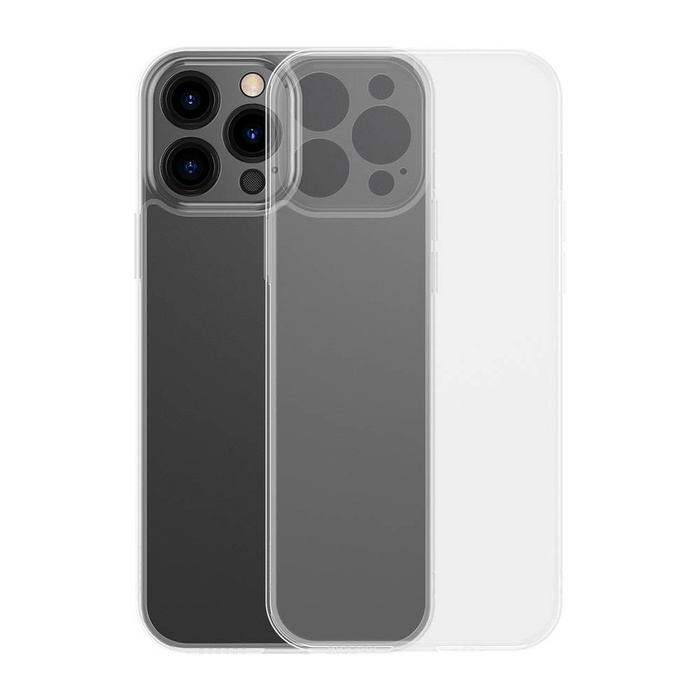 Baseus Frosted Glass Case etui pokrowiec do iPhone 13 Pro Max sztywna obudowa z żelową ramką przezroczysty (ARWS000202)